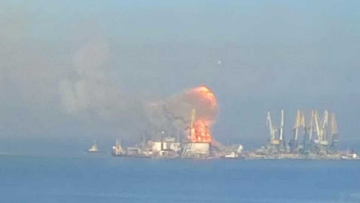 Enemy landing ship "Orsk" destroyed in the port of Berdyansk - en Enemy landing ship "Orsk" destroyed in the port of Berdyansk - en