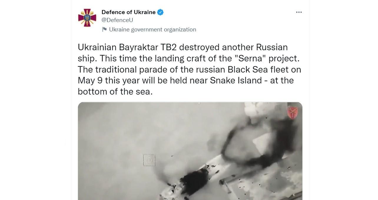 Ukraine  has destroyed another Russian ship - en